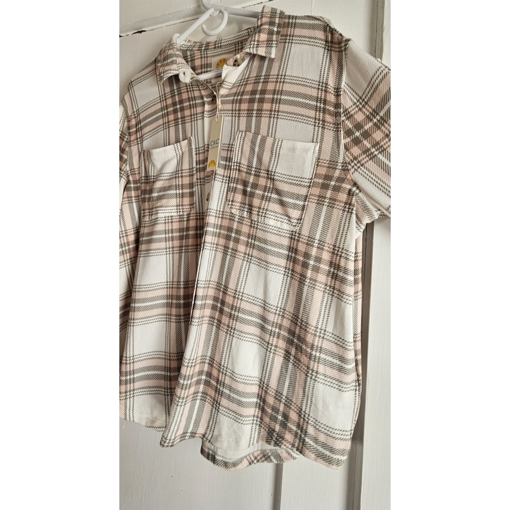 C&C California plaid flannel button down shirt soft sugar swizzle womans XL